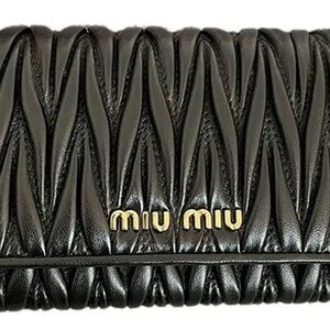 Authentic MIU MIU $1,400 Long Wallet Materasse Black Woman
